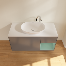 Тумба под раковину Villeroy & Boch Finion 120х50,1 см с подсветкой МДФ антрацит матовый лак/стекло белое матовое F951GMGK