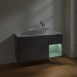 Тумба под раковину Villeroy & Boch Finion 120х50,1 см с подсветкой МДФ антрацит матовый лак/стекло белое матовое F951GMGK