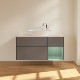 Тумба под раковину Villeroy & Boch Finion 120х50,1 см с подсветкой МДФ антрацит матовый лак/стекло белое матовое F951GMGK