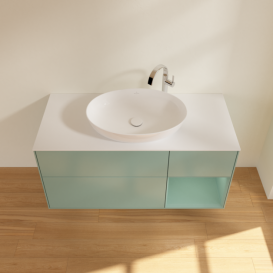 Тумба под раковину Villeroy & Boch Finion 120х50,1 см с подсветкой МДФ оливковый матовый лак/стекло белое матовое F951GMGM