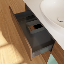 Тумба под раковину Villeroy & Boch Finion 120х50,1 см с подсветкой МДФ шпон грецкого ореха/стекло белое матовое F951GMGN