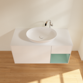 Тумба под раковину Villeroy & Boch Finion 120х50,1 см с подсветкой МДФ белый матовый лак/стекло белое матовое F951GMMT