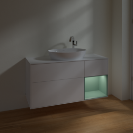 Тумба под раковину Villeroy & Boch Finion 120х50,1 см с подсветкой МДФ белый матовый лак/стекло белое матовое F951GMMT