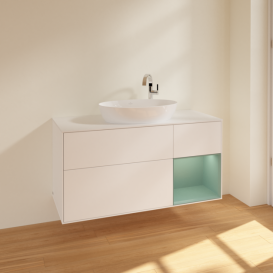 Тумба под раковину Villeroy & Boch Finion 120х50,1 см с подсветкой МДФ белый матовый лак/стекло белое матовое F951GMMT