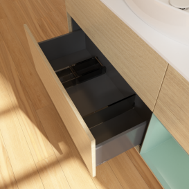 Тумба под раковину Villeroy & Boch Finion 120х50,1 см с подсветкой МДФ шпон дуба/стекло белое матовое F951GMPC