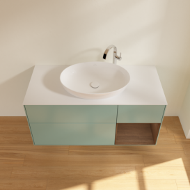 Тумба под раковину Villeroy & Boch Finion 120х50,1 см с подсветкой МДФ оливковый матовый лак/стекло белое матовое F951GNGM