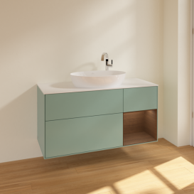 Тумба под раковину Villeroy & Boch Finion 120х50,1 см с подсветкой МДФ оливковый матовый лак/стекло белое матовое F951GNGM