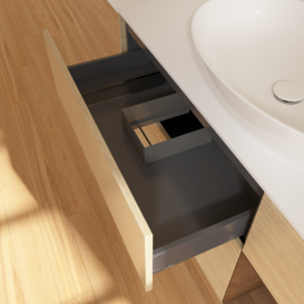 Тумба под раковину Villeroy & Boch Finion 120х50,1 см с подсветкой МДФ шпон дуба/стекло белое матовое F951GNPC