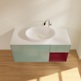 Тумба под раковину Villeroy & Boch Finion 120х50,1 см с подсветкой МДФ оливковый матовый лак/стекло белое матовое F951HBGM