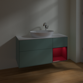 Тумба под раковину Villeroy & Boch Finion 120х50,1 см с подсветкой МДФ оливковый матовый лак/стекло белое матовое F951HBGM