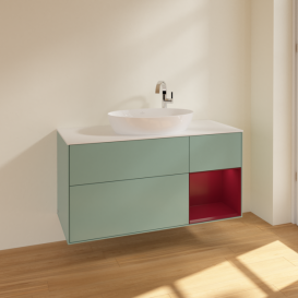 Тумба под раковину Villeroy & Boch Finion 120х50,1 см с подсветкой МДФ оливковый матовый лак/стекло белое матовое F951HBGM