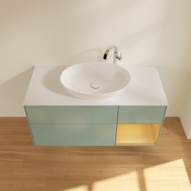 Тумба под раковину Villeroy & Boch Finion 120х50,1 см с подсветкой МДФ оливковый матовый лак/стекло белое матовое F951HFGM