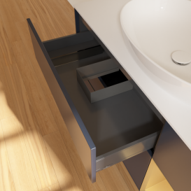 Тумба под раковину Villeroy & Boch Finion 120х50,1 см с подсветкой МДФ темно-синий матовый лак/стекло белое матовое F951HFHG