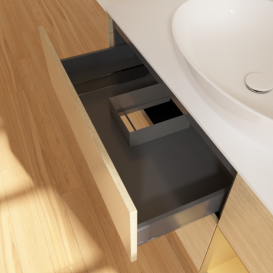 Тумба под раковину Villeroy & Boch Finion 120х50,1 см с подсветкой МДФ шпон дуба/стекло белое матовое F951HFPC