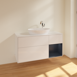 Тумба под раковину Villeroy & Boch Finion 120х50,1 см с подсветкой МДФ глянцевый белый лак/стекло белое матовое F951HGGF