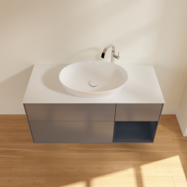 Тумба под раковину Villeroy & Boch Finion 120х50,1 см с подсветкой МДФ антрацит матовый лак/стекло белое матовое F951HGGK