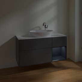 Тумба под раковину Villeroy & Boch Finion 120х50,1 см с подсветкой МДФ антрацит матовый лак/стекло белое матовое F951HGGK