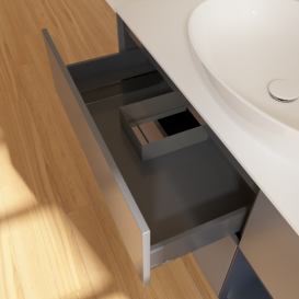 Тумба под раковину Villeroy & Boch Finion 120х50,1 см с подсветкой МДФ антрацит матовый лак/стекло белое матовое F951HGGK