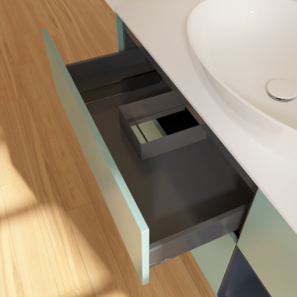 Тумба под раковину Villeroy & Boch Finion 120х50,1 см с подсветкой МДФ оливковый матовый лак/стекло белое матовое F951HGGM