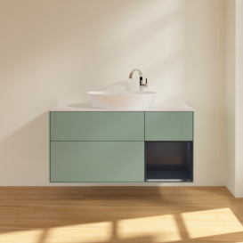 Тумба под раковину Villeroy & Boch Finion 120х50,1 см с подсветкой МДФ оливковый матовый лак/стекло белое матовое F951HGGM