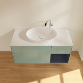 Тумба под раковину Villeroy & Boch Finion 120х50,1 см с подсветкой МДФ оливковый матовый лак/стекло белое матовое F951HGGM