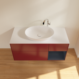 Тумба под раковину Villeroy & Boch Finion 120х50,1 см с подсветкой МДФ пион матовый лак/стекло черное матовое F951HGHB