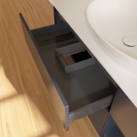 Тумба под раковину Villeroy & Boch Finion 120х50,1 см с подсветкой МДФ темно-синий матовый лак/стекло белое матовое F951HGHG