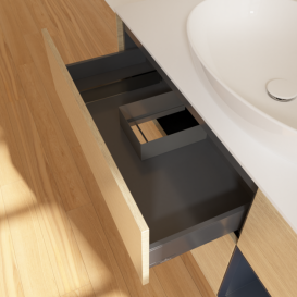 Тумба под раковину Villeroy & Boch Finion 120х50,1 см с подсветкой МДФ шпон дуба/стекло белое матовое F951HGPC