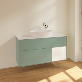 Тумба под раковину Villeroy & Boch Finion 120х50,1 см с подсветкой МДФ оливковый матовый лак/стекло белое матовое F951MTGM