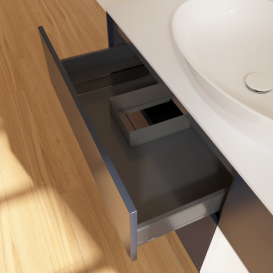 Тумба под раковину Villeroy & Boch Finion 120х50,1 см с подсветкой МДФ темно-синий матовый лак/стекло белое матовое F951MTHG