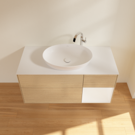 Тумба под раковину Villeroy & Boch Finion 120х50,1 см с подсветкой МДФ шпон дуба/стекло белое матовое F951MTPC