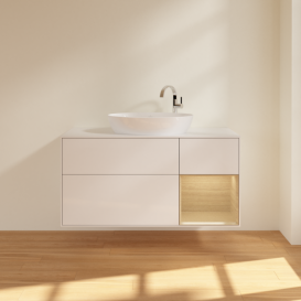 Тумба под раковину Villeroy & Boch Finion 120х50,1 см с подсветкой МДФ глянцевый белый лак/стекло белое матовое F951PCGF