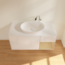 Тумба под раковину Villeroy & Boch Finion 120х50,1 см с подсветкой МДФ глянцевый белый лак/стекло белое матовое F951PCGF