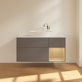 Тумба под раковину Villeroy & Boch Finion 120х50,1 см с подсветкой МДФ антрацит матовый лак/стекло белое матовое F951PCGK