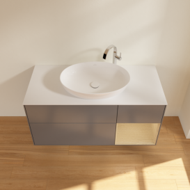 Тумба под раковину Villeroy & Boch Finion 120х50,1 см с подсветкой МДФ антрацит матовый лак/стекло белое матовое F951PCGK