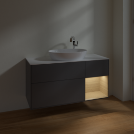 Тумба под раковину Villeroy & Boch Finion 120х50,1 см с подсветкой МДФ антрацит матовый лак/стекло белое матовое F951PCGK