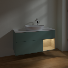 Тумба под раковину Villeroy & Boch Finion 120х50,1 см с подсветкой МДФ оливковый матовый лак/стекло белое матовое F951PCGM