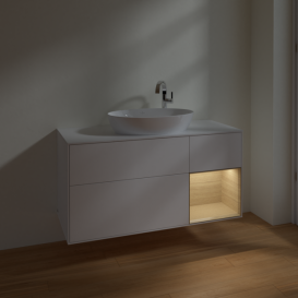 Тумба под раковину Villeroy & Boch Finion 120х50,1 см с подсветкой МДФ белый матовый лак/стекло белое матовое F951PCMT