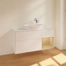 Тумба под раковину Villeroy & Boch Finion 120х50,1 см с подсветкой МДФ белый матовый лак/стекло белое матовое F951PCMT