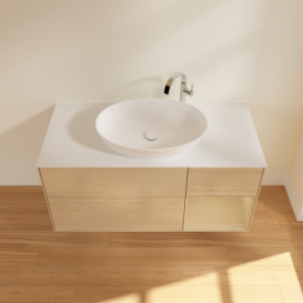 Тумба под раковину Villeroy & Boch Finion 120х50,1 см с подсветкой МДФ шпон дуба/стекло белое матовое F951PCPC