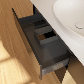 Тумба под раковину Villeroy & Boch Finion 120х50,1 см с подсветкой МДФ черный матовый лак/стекло белое матовое F951PCPD