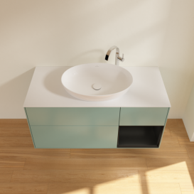 Тумба під раковину Villeroy & Boch Finion 120х50,1 см із підсвічуванням МДФ оливковий матовий лак/скло біле матове F951PDGM