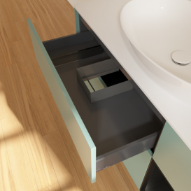 Тумба під раковину Villeroy & Boch Finion 120х50,1 см із підсвічуванням МДФ оливковий матовий лак/скло біле матове F951PDGM