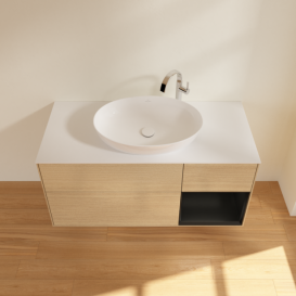 Тумба под раковину Villeroy & Boch Finion 120х50,1 см с подсветкой МДФ шпон дуба/стекло белое матовое F951PDPC