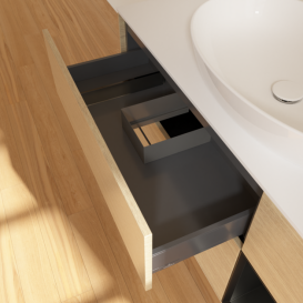 Тумба под раковину Villeroy & Boch Finion 120х50,1 см с подсветкой МДФ шпон дуба/стекло белое матовое F951PDPC