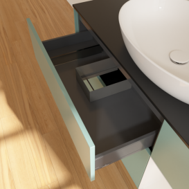 Тумба под раковину Villeroy & Boch Finion 120х50,1 см с подсветкой МДФ оливковый матовый лак/стекло черное матовое F952GFGM