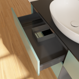 Тумба под раковину Villeroy & Boch Finion 120х50,1 см с подсветкой МДФ оливковый матовый лак/стекло черное матовое F952GKGM