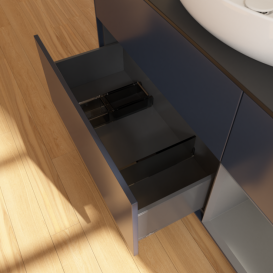 Тумба под раковину Villeroy & Boch Finion 120х50,1 см с подсветкой МДФ темно-синий матовый лак/стекло черное матовое F952GKHG