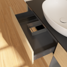 Тумба под раковину Villeroy & Boch Finion 120х50,1 см с подсветкой МДФ шпон дуба/стекло черное матовое F952GKPC