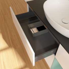 Тумба под раковину Villeroy & Boch Finion 120х50,1 см с подсветкой МДФ глянцевый белый лак/стекло черное матовое F952GMGF